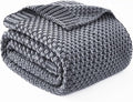 Topcee Knitted Weighted Blanket - 50"x60" 7lbs Cooling Chunky Knit Heavy Blanket for Adults Cable Yarn Knit Decorative No Beads Soft, Cozy and Cooling Weighted Throw Blankets Machine Washable