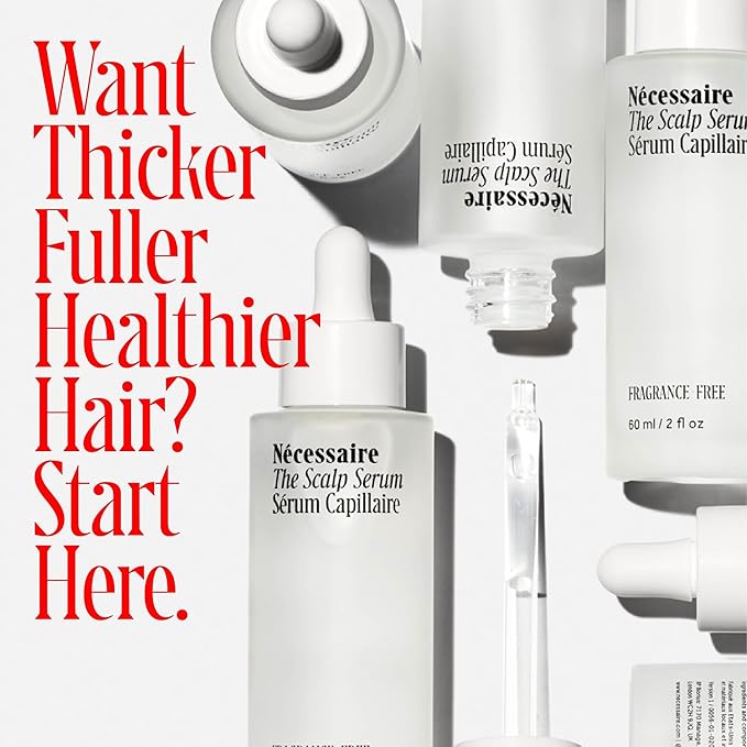 Nécessaire The Scalp Serum. 5% Capixyl™ + 1% Hyaluronic Acid For Fuller, Thicker, Healthier Hair. Fragrance-Free. Approved by the National Eczema Association. 2 fl oz