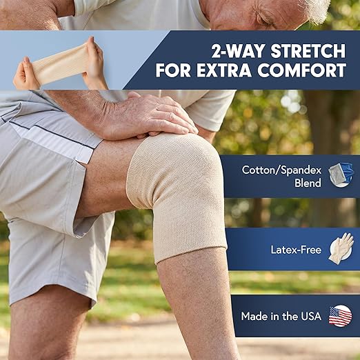 KinGrip Tubular Elastic Support Bandages by Kinship Comfort Brands Tubular Bandage Protects Fragile Skin Latex-Free Wound Care for Edema and Lymphedema Support | Made in USA | Size B 2.5”x2 Yards