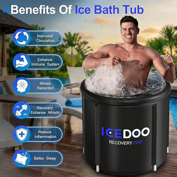 Ice Bath Tub with Cover for Athletes XL Portable Cold Plunge Tub - 119 Gal Capacity Athletes Foldable Multi-Layered Ice Bath for Home, Gym & Outdoor