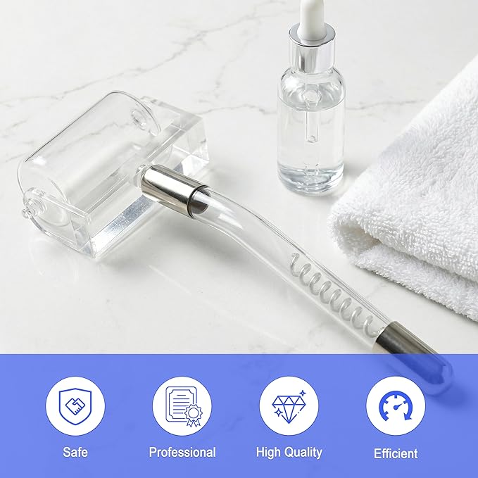 Electrode Wand Glass Tube Handheld Spare Parts Light Therapy Wand Spare Glass Attachment for Hi Frequency Facial Device Elitzia ETHG01B（Blue Roller）