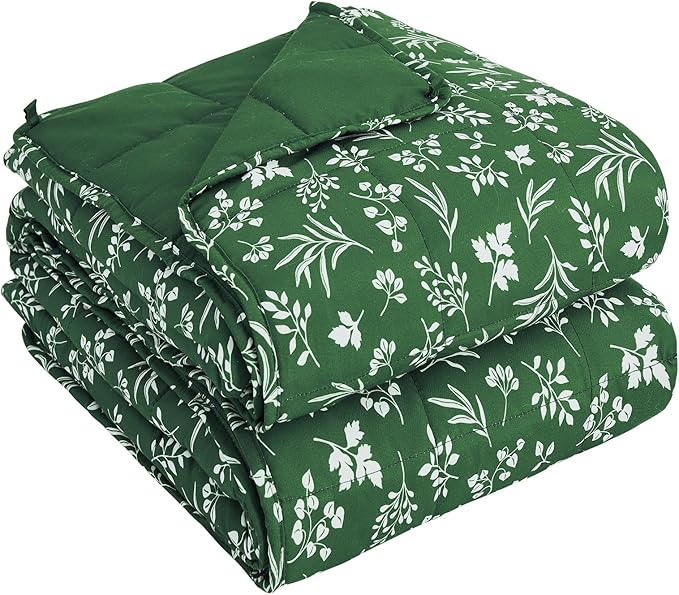 yescool Weighted Blanket for Adults (15 lbs, 60" x 80", Forest) Cooling Heavy Blanket for Sleeping Perfect for 140-160 lbs, Queen Size Breathable Blanket with Premium Glass Bead, Machine Washable