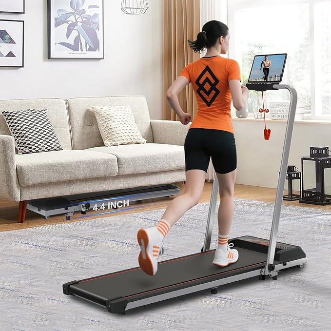 RIVANO Treadmill with Handles, Electric Treadmills for Home Small, 2.5HP Walking Pad Treadmills with Handle Bar, Under Desk Treadmill with Remote Control LED Display, 270LBS Capacity