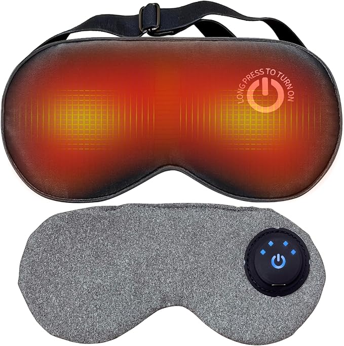Heated Eye Mask FSA -HSA Eligible, 100% Pure Mulberry Silk, Cordless Warm Eye Compress for Dry Eyes Relief, 3 Heat Settings, 1500mAh Rechargeable, Washable Cover, Sleep & Travel