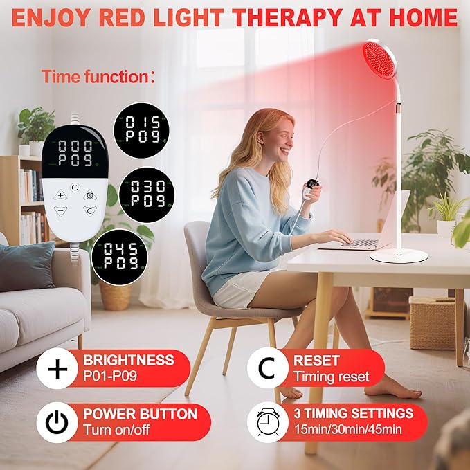 LanSuper Red Light Therapy for Body, Red Infrared Light Therapy Lamp with Stand, 660nm and 850nm Near Infrared Redlight Therapy, LED Red Light Therapy Device for Face and Full Body at Home(140 Beads)