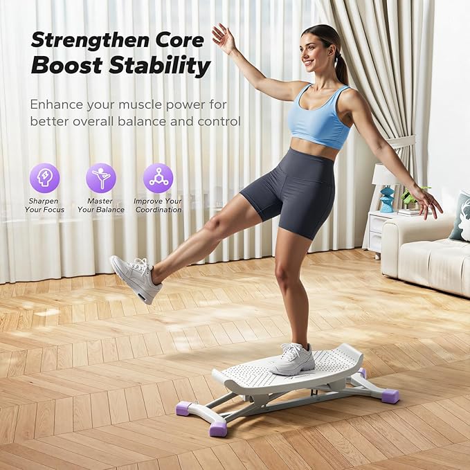 MERACH Balance Board for Adults, Rocking Stepper with Resistance Bands, Portable Wobble Board Featuring LCD Monitor, 300 lbs Capacity Ski Twister Trainer for Full Body Workout at Home Gym