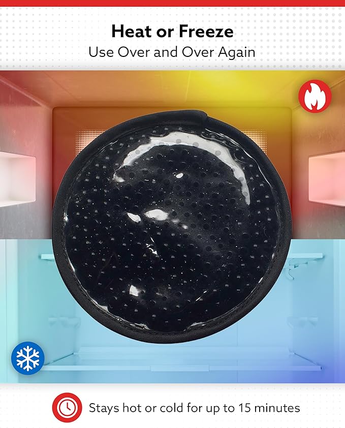 Alpi Circle Plush Gel Ice Packs Reusable & Microwavable – 4”x4” Small Ice Packs for Kids & Adults – Hot or Cold Eye Mask with Beads - Plush Comfort for Muscle Aches & Minor Discomfort – Black