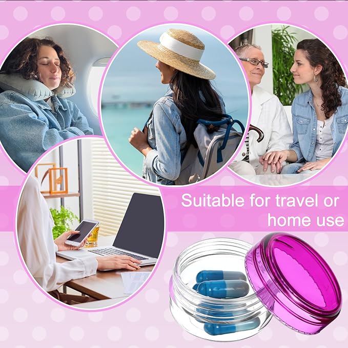 7Pcs Small Pill Case, Portable Mini Travel Pill Container, Compact Daily Storage Boxes Suitable Wallets Pockets Handbags White Blue Purple Black Yellow Red