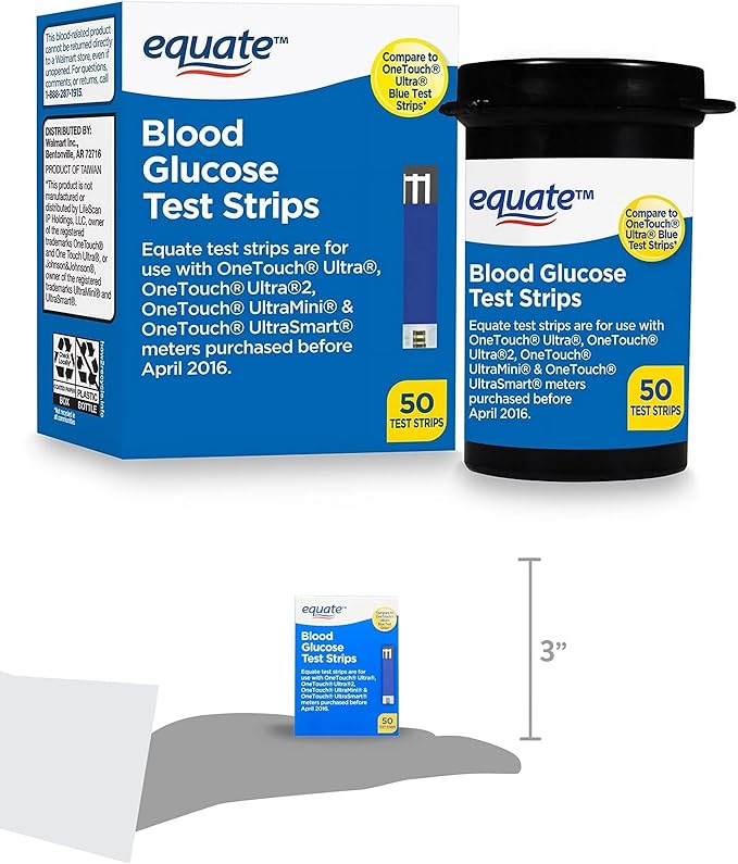 Blood Glucose Test Strips, 50 Count | Ideal for Glucose Monitor Kit, Diabetes Testing | Compatible with OneTouch Meters | Reliable Readings | Accurate & Easy to Use | High Accuracy Strips