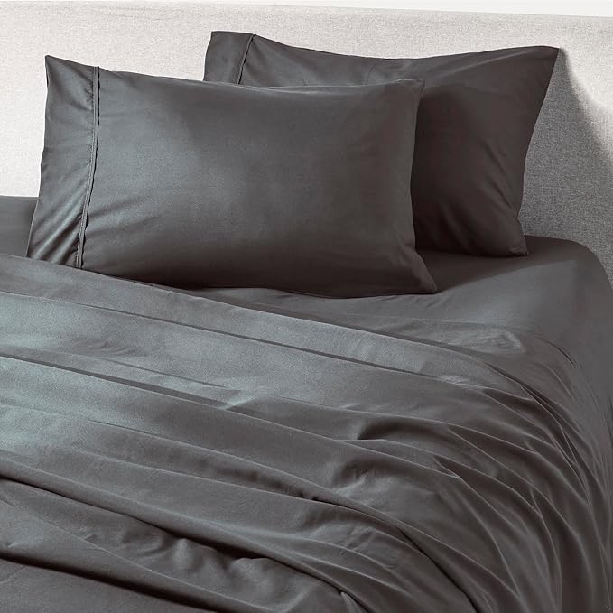 PeachSkinSheets Cooling Bed Sheets for Hot Sleepers - Ultra-Soft Breathable Luxury Microfiber Sheet Set, Moisture-Wicking, Deep Pocket, Oeko-TEX® (Twin Size, Graphite Gray)