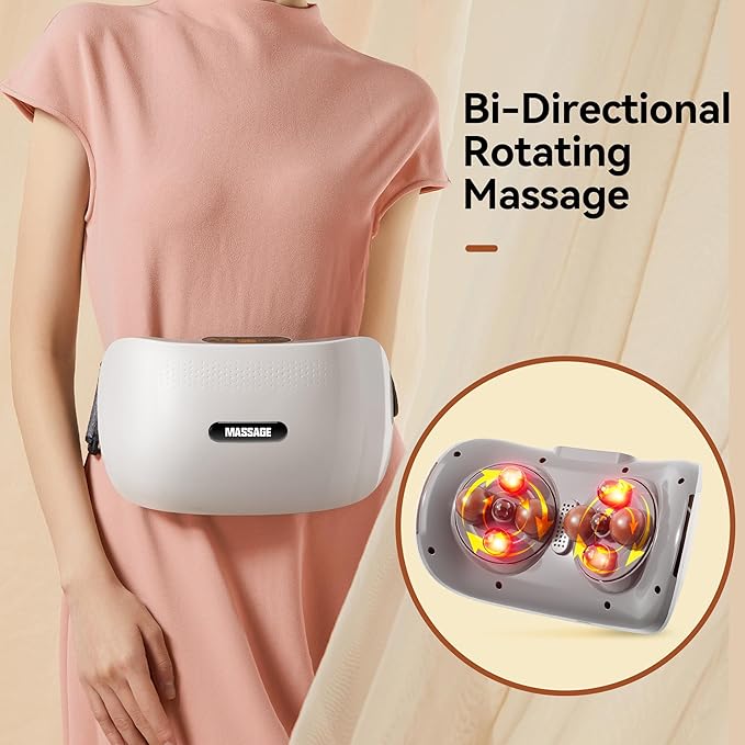 Electric Double Disc Abdominal Massager with Heat for Flatulence and Period Cramps, Belly and Stomach Massager for Digestion and Constipation