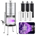 LCF 𝐒𝐢𝐥𝐯𝐞𝐫 𝐈𝐨𝐧𝐬 Enhanced UV-C Gravity Water Filter, Advanced Alternative to Berkey Water Filter System, NSF42 Standard, Reduces 99% Chlorine & Baçtёria, 6 Filters, Water Level Spigot, 3Gal