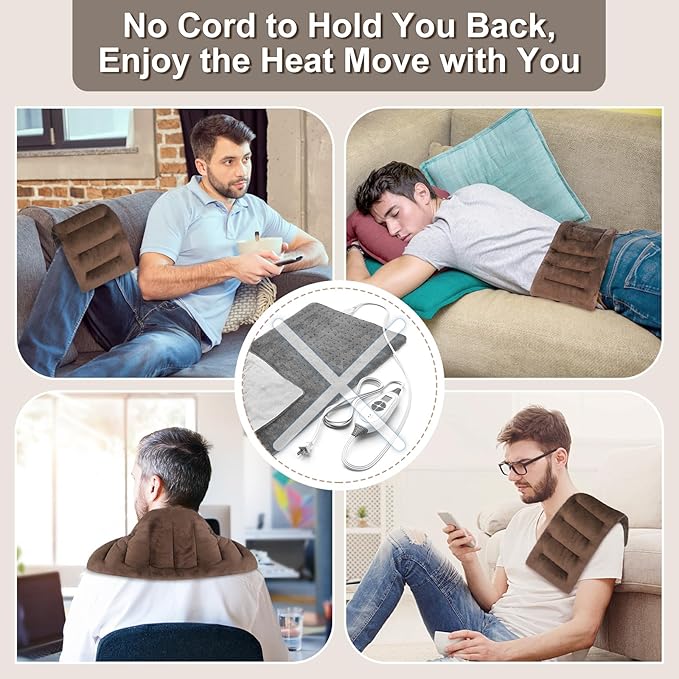 SuzziPad Microwave Heating Pad for Neck and Shoulder Back Discomfort, 7x16 Fatigue Soothing Heating Pad Microwavable, Moist Heat Pack, Unscented Hot Pack Microwavable for Aches, Sore Muscle, Brown