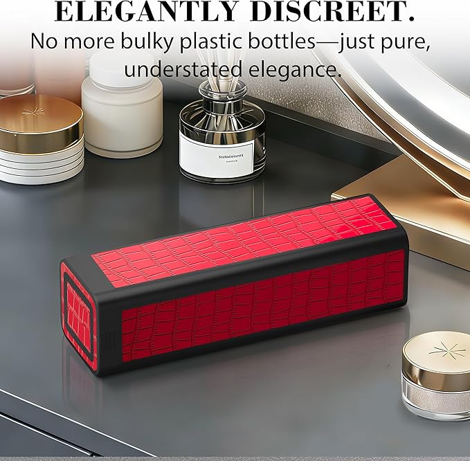 Weekly Pill Organizer 7 Day, Discreet Leather Pill Case for Purse or Pocket, Easy Slide-Out Daily Medication Planner, 1 Time a Day Travel Vitamin and Supplement Holder (Red)