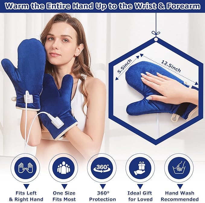 CAMECO 86℉-158℉ Heated Gloves for Arthritis Hand Pain Relief, 30s Heat Up Hand Heating Pad for Fingers & Wrists, Electric Hand Warmers Heated Mittens for Women Men, Auto Shut Off