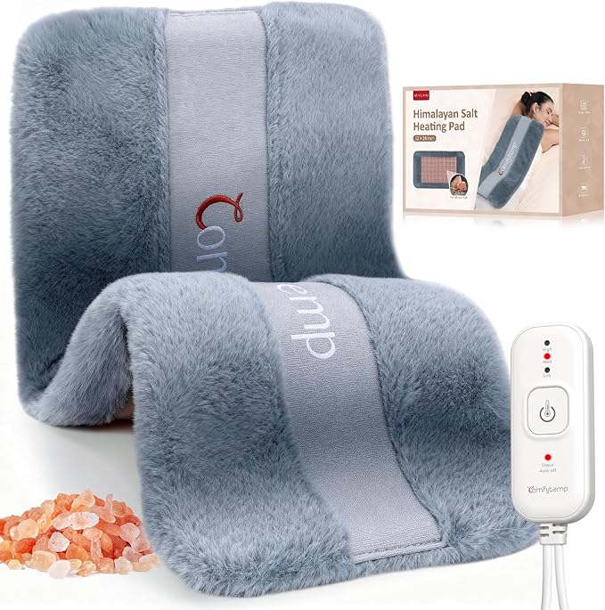 Comfytemp Himalayan Salt Weighted Heating Pad, Natural Moist Heating Pad for Back & Abdomen Comfort, Large Heated Pads for Women Men Mom Dad, 12"×24", FSA Eligible HSA，Electric Heat Warm with Auto-Off