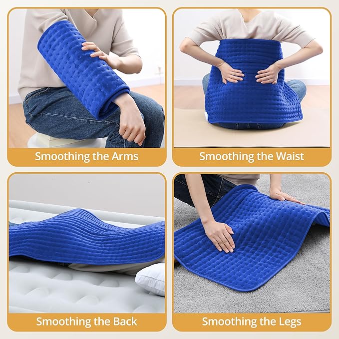 Heating Pad for Back Pain Relief, 33'' x 17'' XXXL Electric Heating Pad for Neck and Shoulder Cramps with 6 InstaHeat Settings, Auto Off, Moist Dry Heat Therapy, Machine Washable