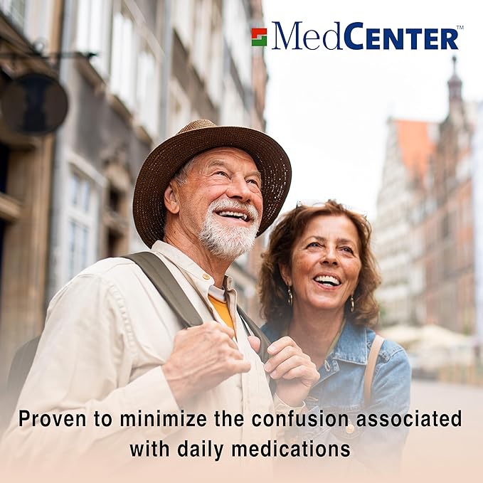MEDCENTER Monthly Medication and Vitamin Organizer for Kitchen and Bathroom, HSA/FSA Monthly Travel Pill Holder for Medication - Gift for Mom, Dad, Elderly, Seniors