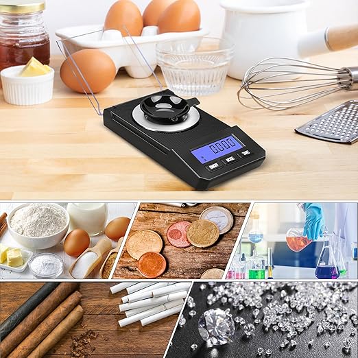 Milligram Scale 50g/0.001g High Precision Mg Scale, Portable Jewelry Scale .001 Gram Accuracy, Powder Scale, Digital Miligram Scale for Powder Medicine with Tray/Tweezers/Calibration Weight
