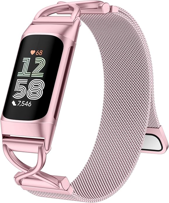 JKD X-Shape Metal Band Compatible with Fitbit Charge 6/ Charge 5 Bands for Women Men, Soft Stainless Steel Mesh Loop Strap Bracelet Wrist Band Replacement for Fitbit Charge 5/ Charge 6 Fitness Tracker