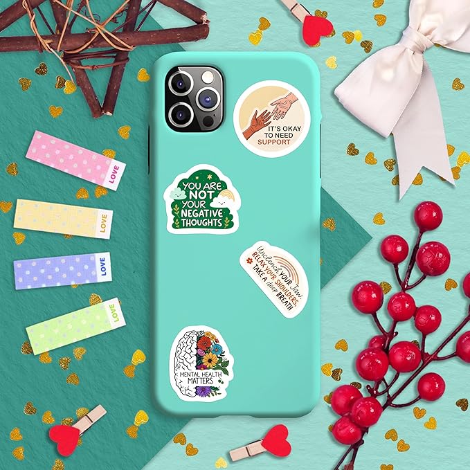 100Pcs Mental Health Stickers for Adults, for Water Bottle - Mental Health Awareness Gifts - Therapist, Counselor Stickers - Gift for Women & Men
