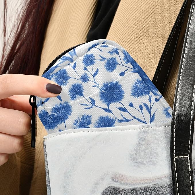 Ink Blue Cornflower Travel Pill Organizer Case Box Container Weekly Portable Vitamin Medicine Holder Storage Bag with Zipper Removable