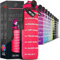 Motivational Water Bottle with Time Marker, 32 oz Water Bottle, Sports Water Bottle with Spout, Achieve All-Day Hydration SpillProof, BPA FREE