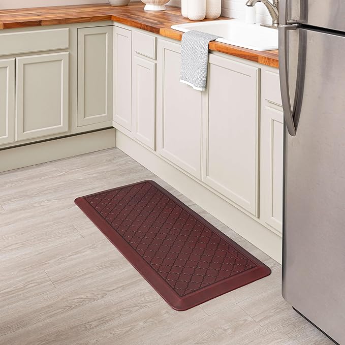Tempur-Pedic Ultra Comfort Anti-Fatigue Lattice Merlot 1' 8" x 3' 6" Kitchen Floor Mat Cushioned Ergonomic Standing Desk Mat Waterproof Non-Skid Foam