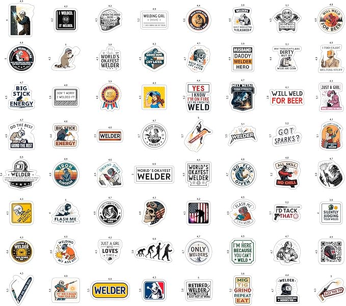 100Pcs Welder Stickers for Helmets, Water Bottles, Laptop - Welding Stickers for Hard Hats - Welder Gifts, Party Supplies & Decorations - Gift for Women & Men