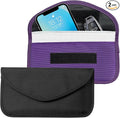 2PCS Faraday Bags for Car Key and Cell Phone, Signal Blocking Bag, Faraday Key Fob Protector, Universal Cell Phone Privacy Card Protection Car Accessories for Anti-Thefting (Black+Purple)