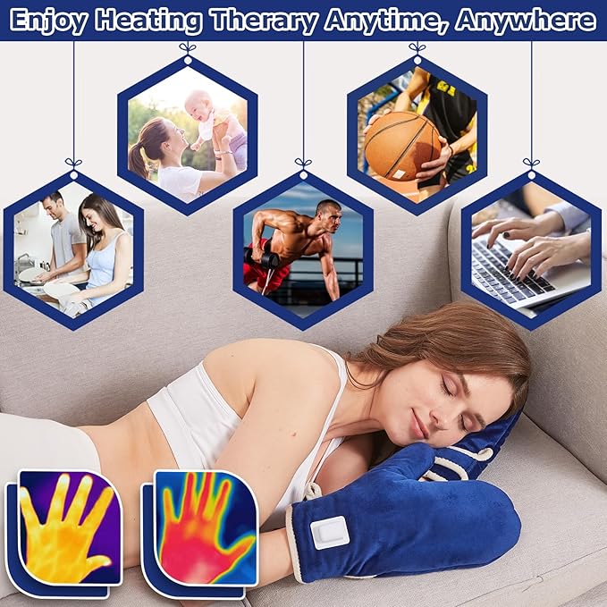 CAMECO 86℉-158℉ Heated Gloves for Arthritis Hand Pain Relief, 30s Heat Up Hand Heating Pad for Fingers & Wrists, Electric Hand Warmers Heated Mittens for Women Men, Auto Shut Off