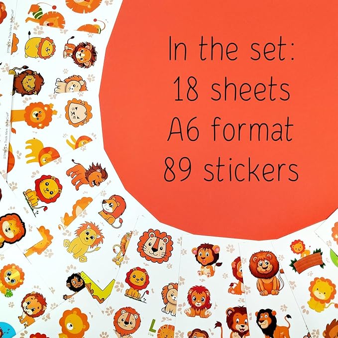 BulbaCraft Lion Stickers - Lion Gifts, Animal Birthday Party Decorations, Gifts for Women & Men