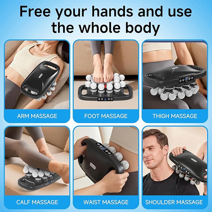leikefitness 20-Head Deep Tissue Massage Gun with 20 Intensities, 6 Modes, 3 Timing Settings, Electric Percussion Massager for Back, Shoulders, Legs, Arms, Neck