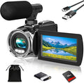 4K Video Camera Camcorder UHD 36MP Vlogging Camera for YouTube 18x Digital Zoom 3" 270° Rotation IPS Screen Video Camcorder with Fill Light, Mic, 32GB Card, Battery