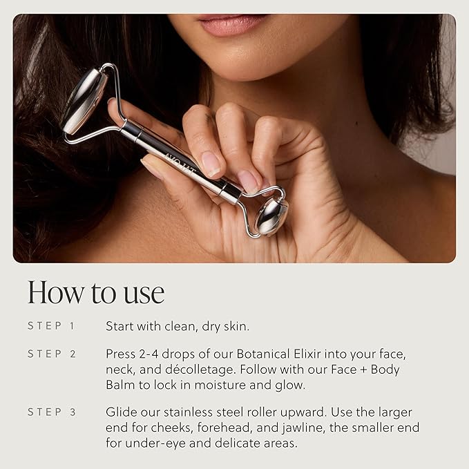 304-Grade Stainless Steel Facial Roller, Face Roller for Eyes, Double Chin, Jawline & Neck, Reduce Puffiness & Improve Wrinkles, Massage Tool for Anti-Aging, Lifting & Lymphatic Drainage