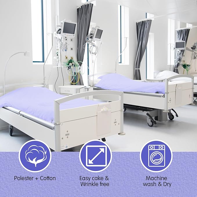 Moukeren 3 Pcs Hospital Bed Sheets Set Deep Pocket Fitted Sheet 36 with Elastic All Around Easy Care Knitted Jersey for Home/Nursing Home (Lavender Purple)