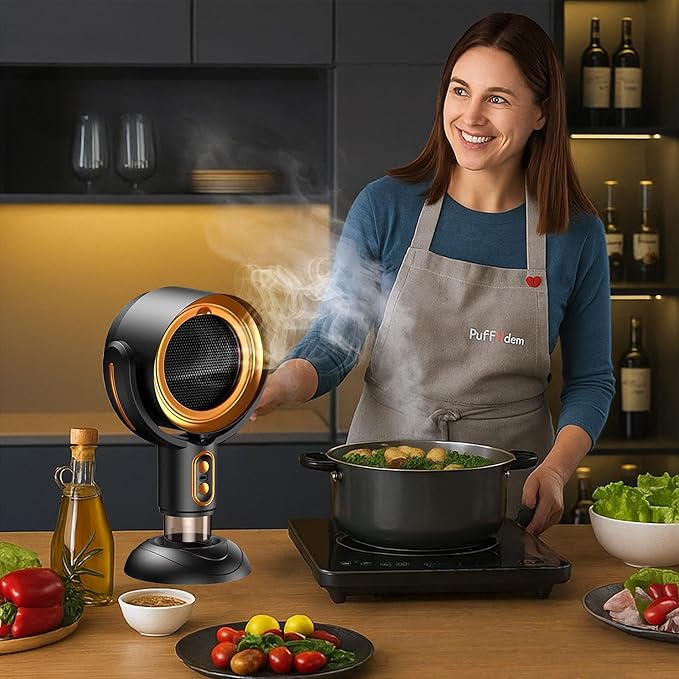 PuffHide Smoke Purifier for Smoking Indoors, Portable Range Hood with Detachable Smoke Fan & Washable Filter, Compact Exhaust Fan for Indoor BBQ, Hot Pot & Kitchen Use