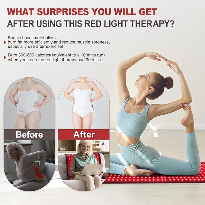Red Light Therapy for Body, Holiday Birthday Gifts for Women Men, 39’’ x 24’’Large Infrared Light Therapy with Timer, Red Light Panel for Back Belly Shoulder Joint (with Storage Bag)