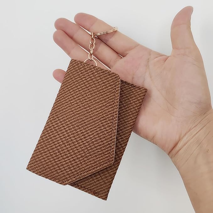 Birth Control Pill Case Wallet PU Leather Medicine Holder Keychain (Brown)