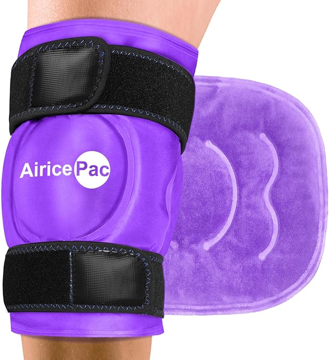 2 Ice Pack for Knee Pain Relief, Reusable Gel Ice Wrap for Injuries, Swelling, Knee Replacement Surgery, Cold Compress Therapy for Arthritis, Meniscus Tear and ACL, Purple
