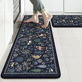 KIMODE Anti Fatigue Mats for Kitchen Floor,Farmhouse Animal Forest Kitchen Rugs Sets of 2 Non Slip,Comfort Cushioned Padded Kitchen Floor Mats for Laundry Sink Office,Dark Blue