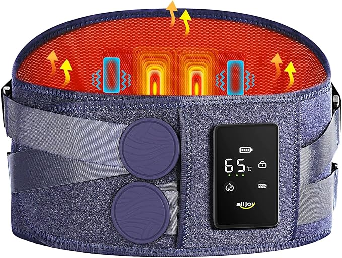 ALLJOY 67" Cordless Heating Pad for Back Pain Relief FSA Eligible HSA, Portable Lower Back Massager with 3 Heat 5 Vibration, Wireless Heating Pad for Cramps,Rechargeable Back Support Heat Massage Belt