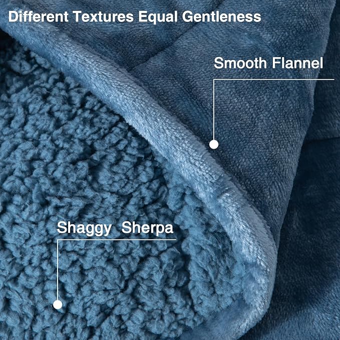 Aemicion Fluffy Sherpa Weighted Blanket 20lbs Queen Size,Cozy Flannel Heavy Blanket as Gifts for Women Men Adult,Warm Soft Throw Blanket for Couch Sofa Bed,Slate Blue