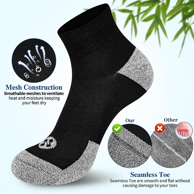 Diabetic Socks for Men,6 Pairs Ankle Mens Diabetic Socks,Diabetic Neuropathy Socks for Men Size 9-11/10-13/13-15.