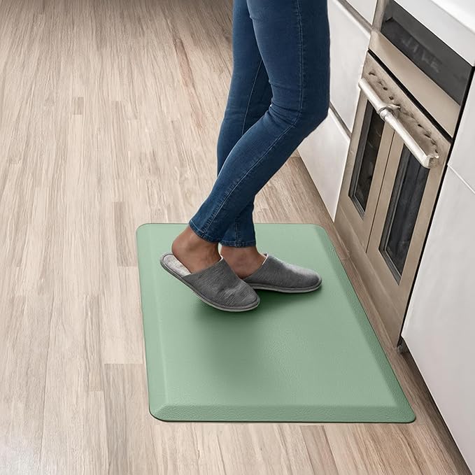 Anti Fatigue Kitchen Mats for Floor | Padded Kitchen Rugs | Non Slip, Cushioned Standing Desk Mat | Waterproof Floor Mat for Home and Office | 17.3" x 28" X 0.47", Mint Green, 1-Pack | More Décor