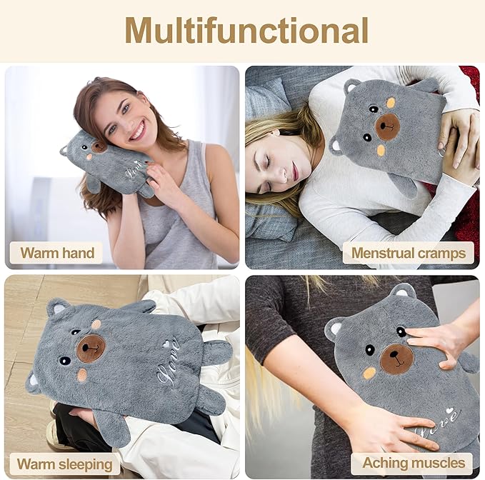 Hot Water Bottle wtih Cover, Hot Water Bag, 2L Rubber Warm Hot Water Bottles Pouch with Soft Waist Cover for Neck, Shoulder, Back, Hand, Legs and Period Pain Relief