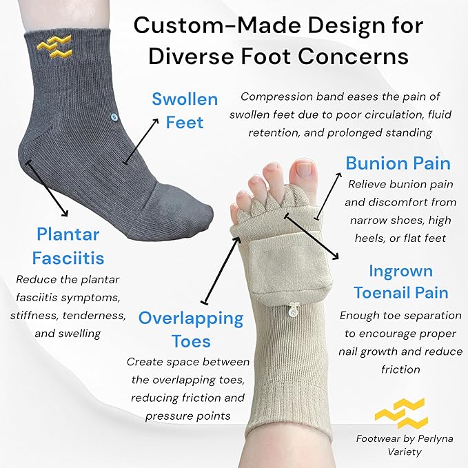 Toe Separator Socks for Women and Men Foot Alignment Bunion Relief Overlapping Toes Yoga Massage Socks