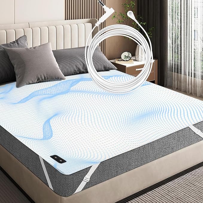 RIQINXIN Grounding Sheets Grounding Mat for Improved Sleep Grounding Bed Sheet 10% Pure Conductive Silver 90% Cotton Reduce Pain Anxiety Stress 39x80in White