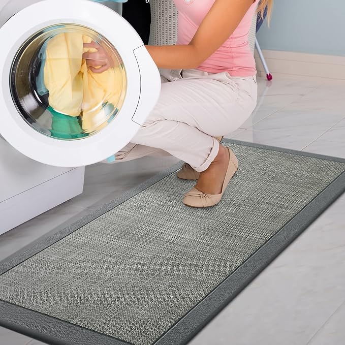 iCustomRug Ergonomic Anti Fatigue Mat, for Comfortable Standing in Kitchen, Bathroom, Workstation Memory Foam Mat 39"×20"×0.50" (L×W×H), Set of 2, in Stone
