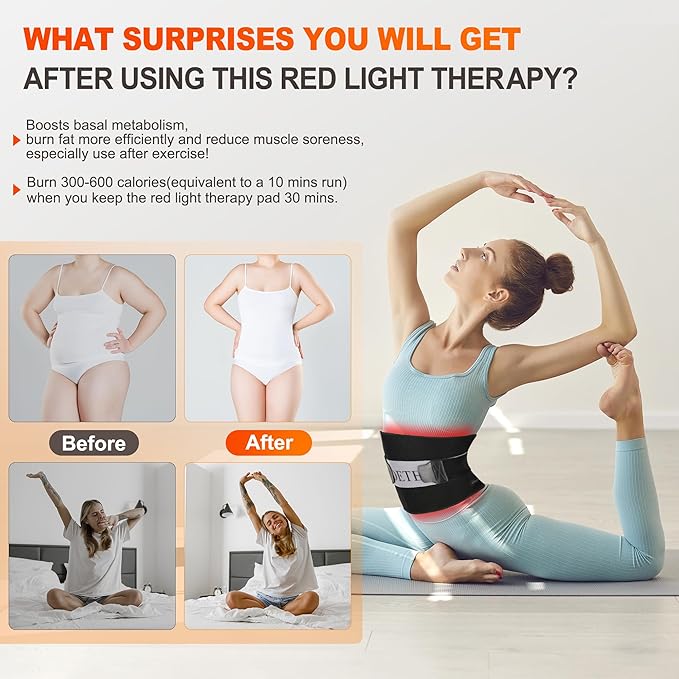 Red Light Therapy for Body, 24’’ x 12’’Large Infrared Light Therapy Pad with Timer Remote Control, 660nm 850nm Home Light Therapy for Knee Shoulder Back Muscle Joint (with Elastic Strap)